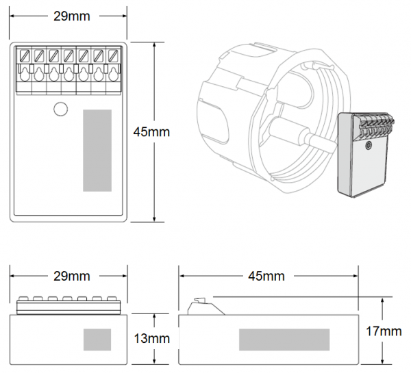 Casambi, AC input controller med 4 kanaler / push-button mini interface