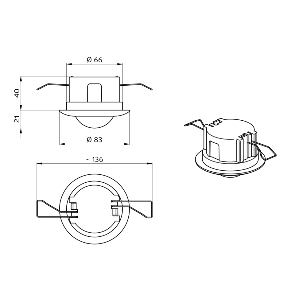 BEG - DALI-2-Multi sensor - PD2N-BMS-i DALI-2 - indbygning - Kun til brug med DALI-2 BMS/CTS