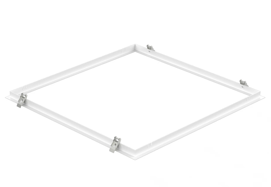 Indbygningsramme 600x600mm for montering i faste lofter, Hvid