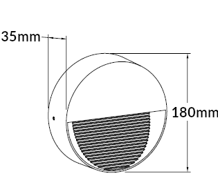 ISKAR Væglampe 8W, 3000K, Sort, Ø180x35mm