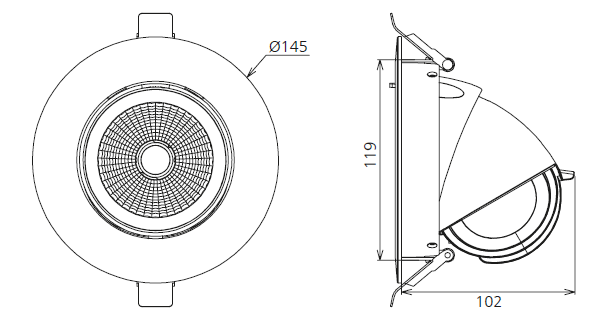 TILIA Downlight Kip 20W, 3000K, DALI, Ø145mm, Hvid