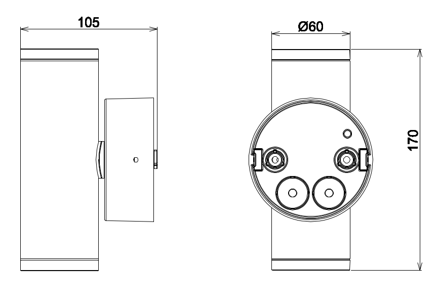 TAJO up/down væglampe 10W, 4000K, Sort