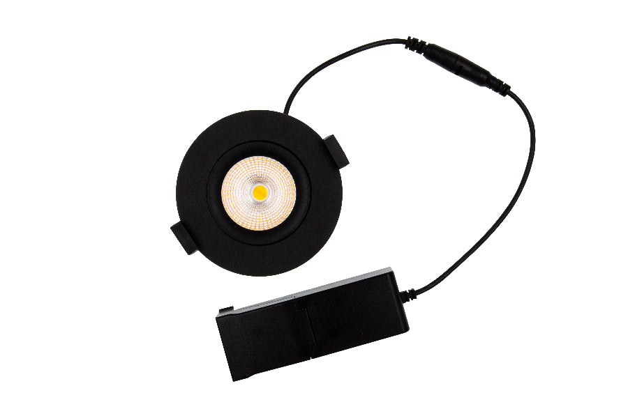 TOONA 8W, 3000K, Triac/fase dæmp, Ø93mm, Sort, (Pk. a´ 10stk)