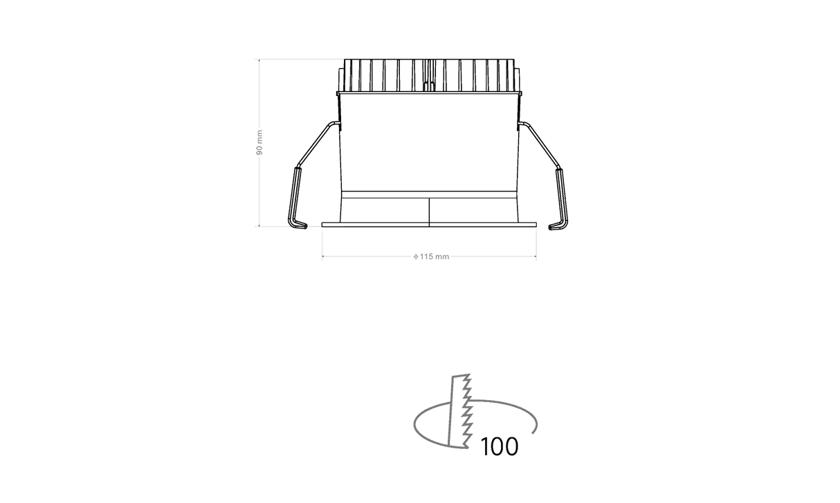 ALLIUM downlight 12W, 3000/3500/4000K, CRI90, 60°, Ø115mm, Sort med sort reflektor, Uden driver