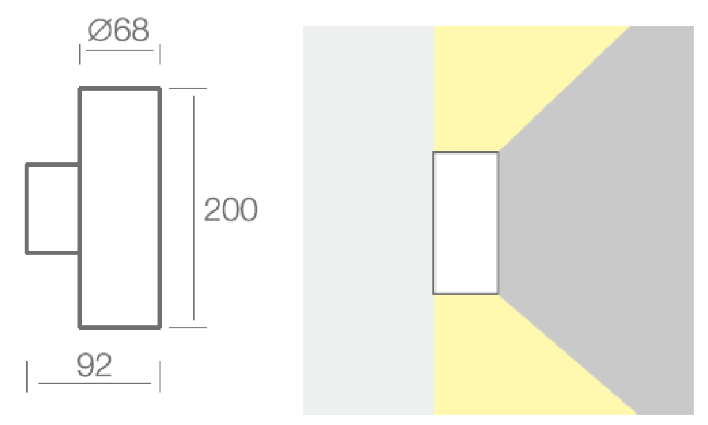 ISAR up/down væglampe, Sort, Ø68x200mm, 2xGU10