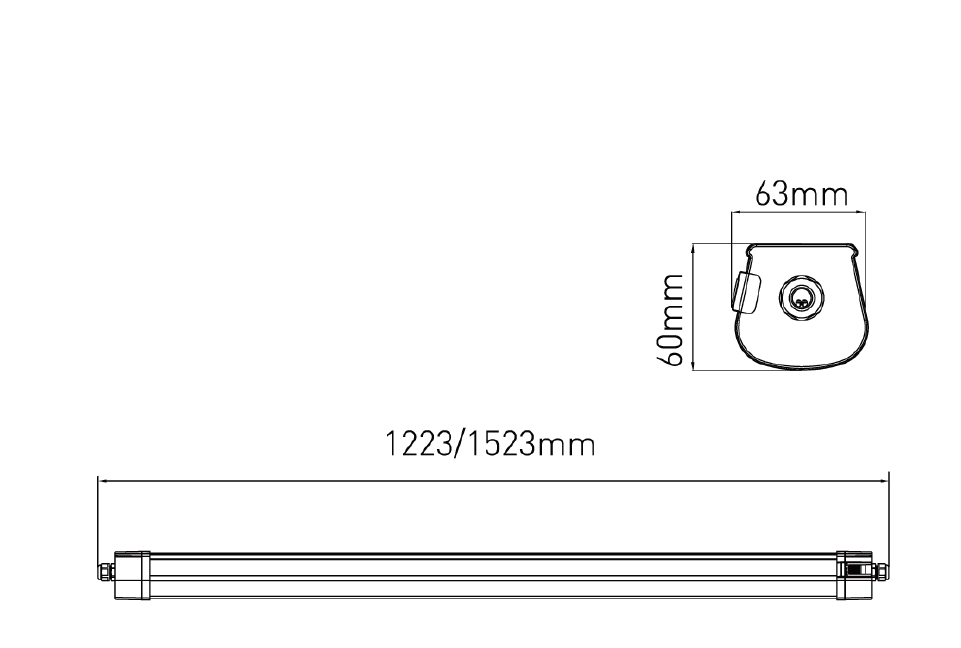 TRIPOLI FLEX V2 60W 4000K, IP65, 1500mm, DALI, gennemfortrådet 5L