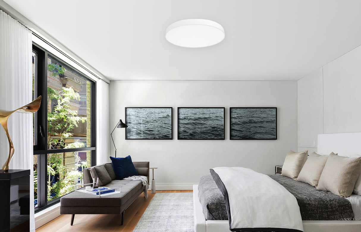 MALVA plafond Ø400 30W, High lumen ( 120lm/W)  Dynamisk CCT 2700-6500K, SDCM 3, Hvid, PIR sensor, Bluetooth 5.0, APP control