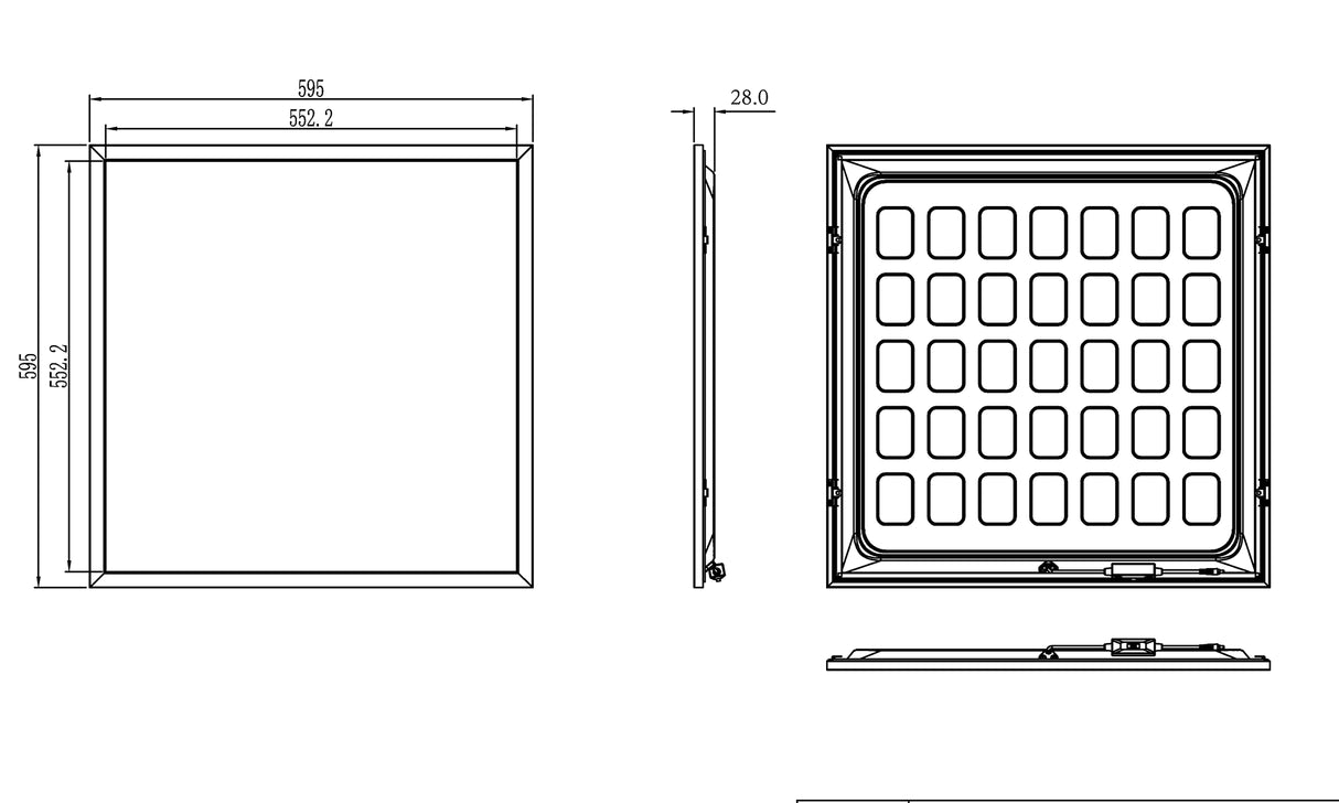 SORBUS backlit panel 595x595mm, 30W, 3000/4000K, Hvid, IP54, CRI90, Uden driver (800mA 36VDC)