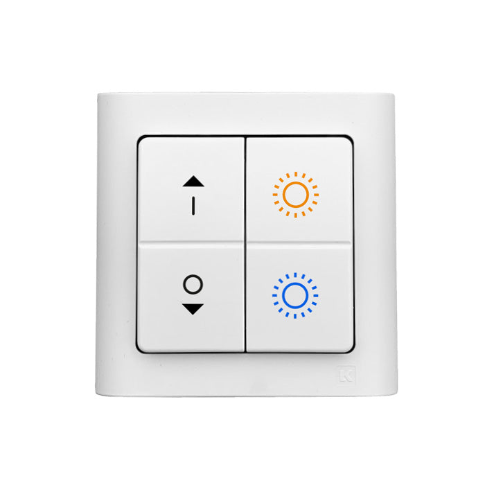 Casambi Trådløst tryk til Bluetooth systemer, Batteriløs, 2-tryk/4 taster med gravering TW, Hvid