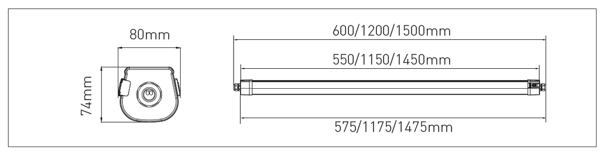TRIPOLI FLEX 11/13/16/18W 4000K, IP65 600mm, gennemfortrådet 5L