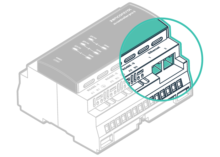 Zencontrol - zc-controller-pro-3 - DALI-2 applikations controller med 2 stk. Ethernet porte (switch), 6DIN med 3 stk. DALI-2 busser