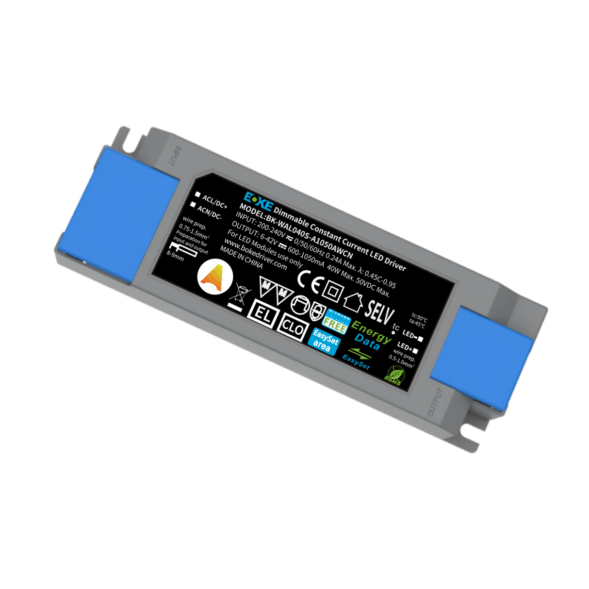 LED driver Casambi Ready 40W 600-1050mA, med Connectionbox, PanelReady, EnergyData, preset 900mA